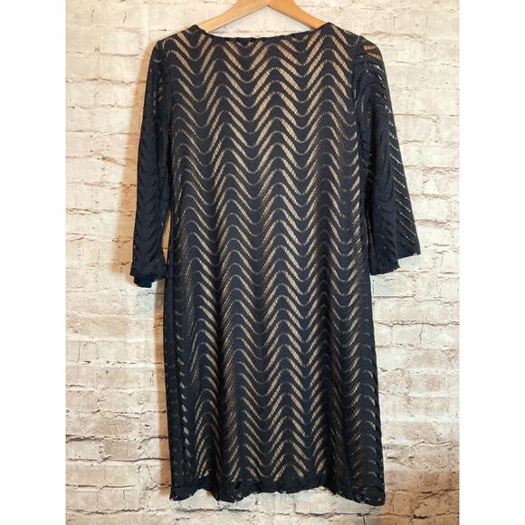 Emma & Michele Dress Womens Medium Black All Over Embroidered Lace Stretch - Picture 13 of 15